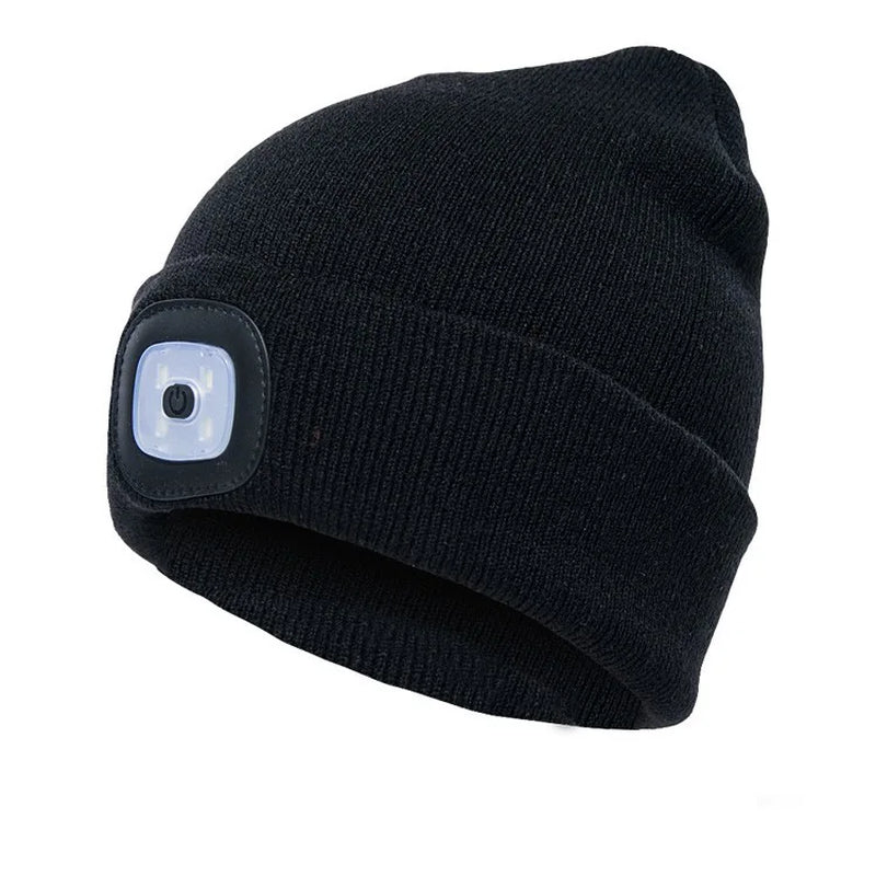 Illuminate Your Adventures: Unisex LED Light Knitted Beanie for Winter Sports & Outdoor Fun