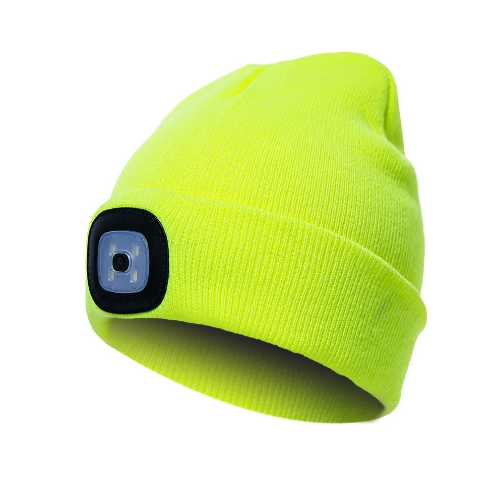 Illuminate Your Adventures: Unisex LED Light Knitted Beanie for Winter Sports & Outdoor Fun