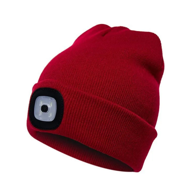 Illuminate Your Adventures: Unisex LED Light Knitted Beanie for Winter Sports & Outdoor Fun