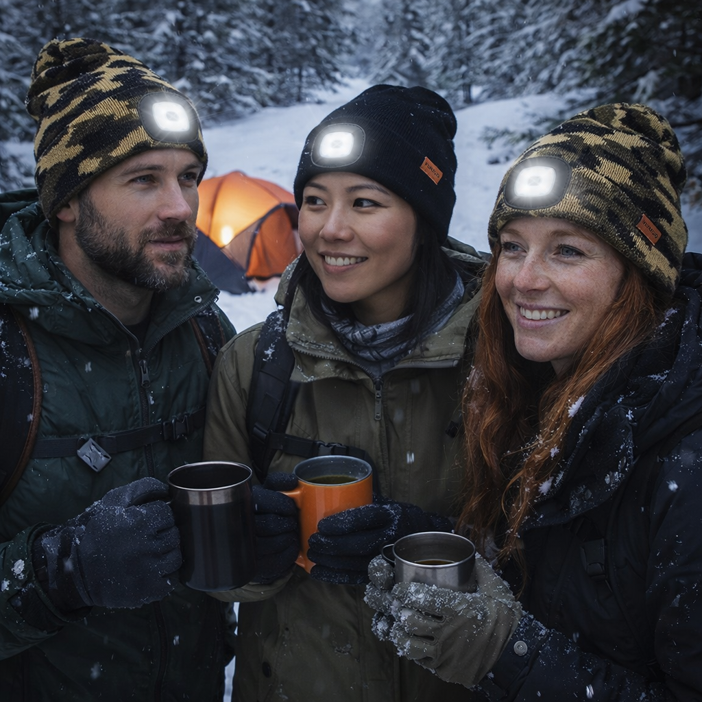 Illuminate Your Adventures: Unisex LED Light Knitted Beanie for Winter Sports & Outdoor Fun