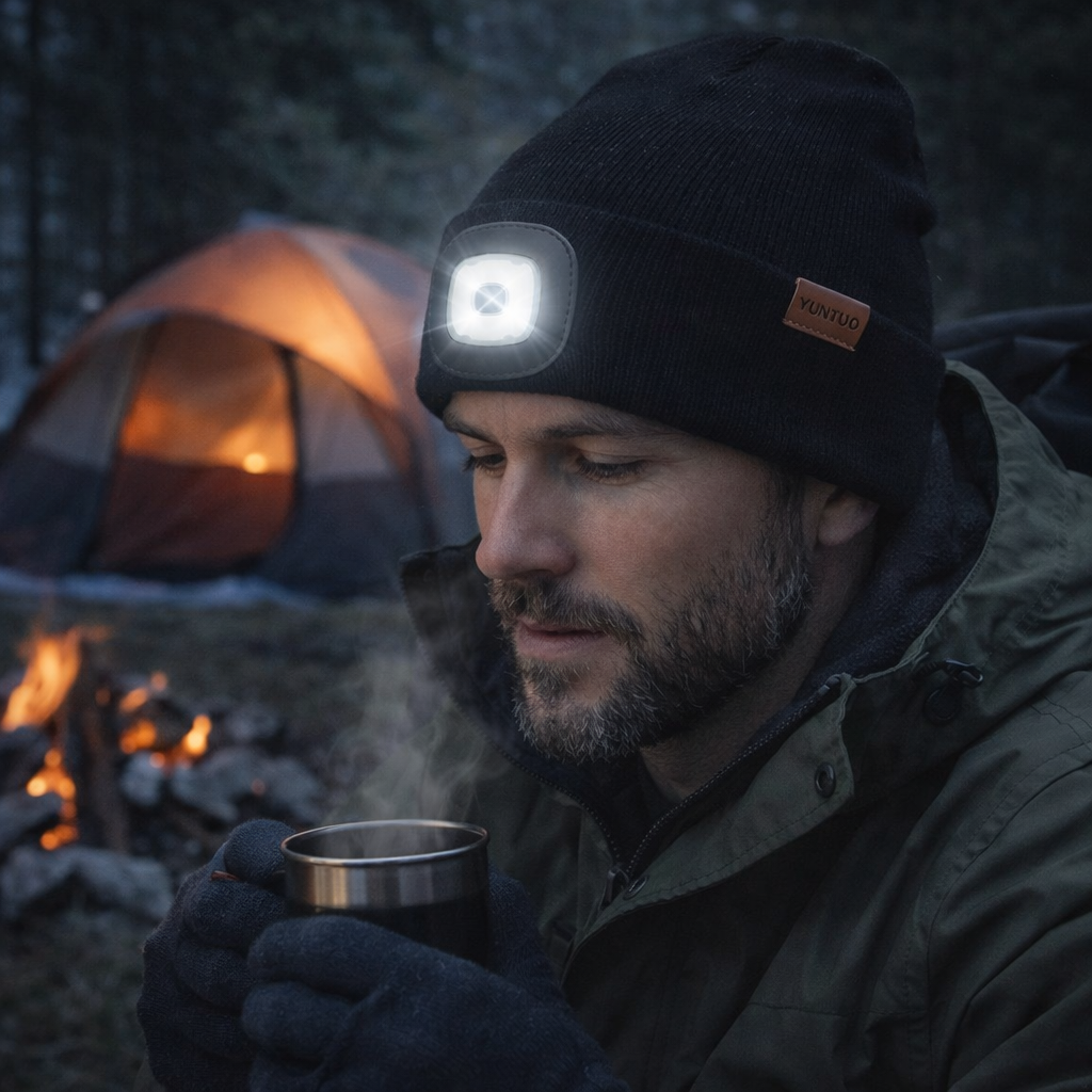 Illuminate Your Adventures: Unisex LED Light Knitted Beanie for Winter Sports & Outdoor Fun