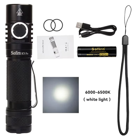 SC31 Pro SST40 LED 2000LM Anduril Outdoor Tactical Flashlight Powerful Rechargeable USB C 18650 Torch