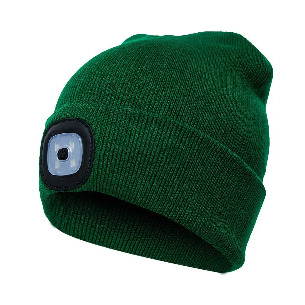 Illuminate Your Adventures: Unisex LED Light Knitted Beanie for Winter Sports & Outdoor Fun