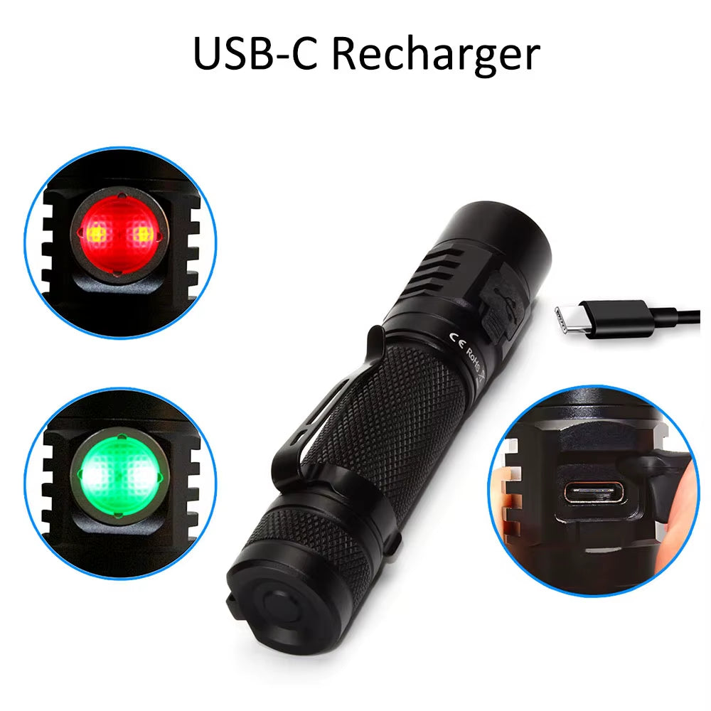 SC31 Pro SST40 LED 2000LM Anduril Outdoor Tactical Flashlight Powerful Rechargeable USB C 18650 Torch
