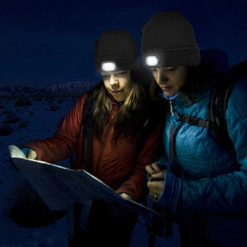 Illuminate Your Adventures: Unisex LED Light Knitted Beanie for Winter Sports & Outdoor Fun
