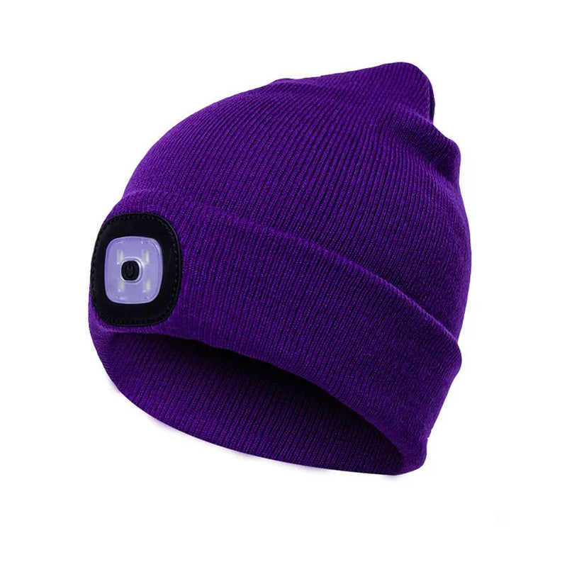 Illuminate Your Adventures: Unisex LED Light Knitted Beanie for Winter Sports & Outdoor Fun