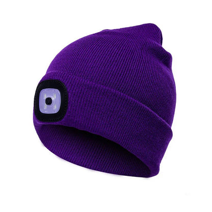 Illuminate Your Adventures: Unisex LED Light Knitted Beanie for Winter Sports & Outdoor Fun