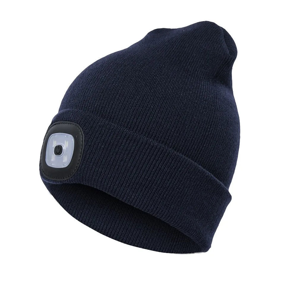 Illuminate Your Adventures: Unisex LED Light Knitted Beanie for Winter Sports & Outdoor Fun
