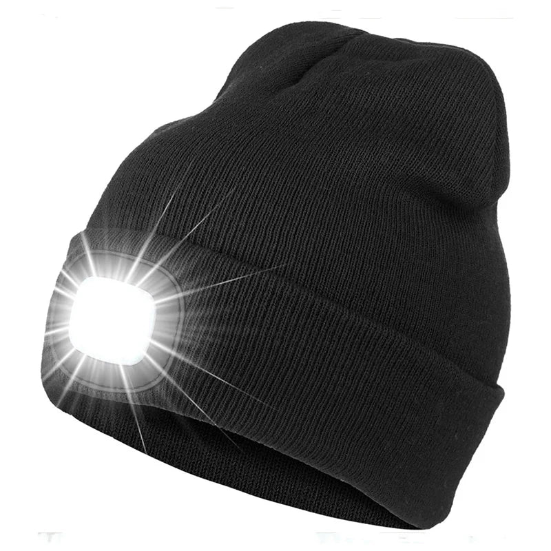Illuminate Your Adventures: Unisex LED Light Knitted Beanie for Winter Sports & Outdoor Fun